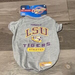 LSU Tigers Pets First Collegiate Pet T-Shirt Grey Heather Size Medium NWT